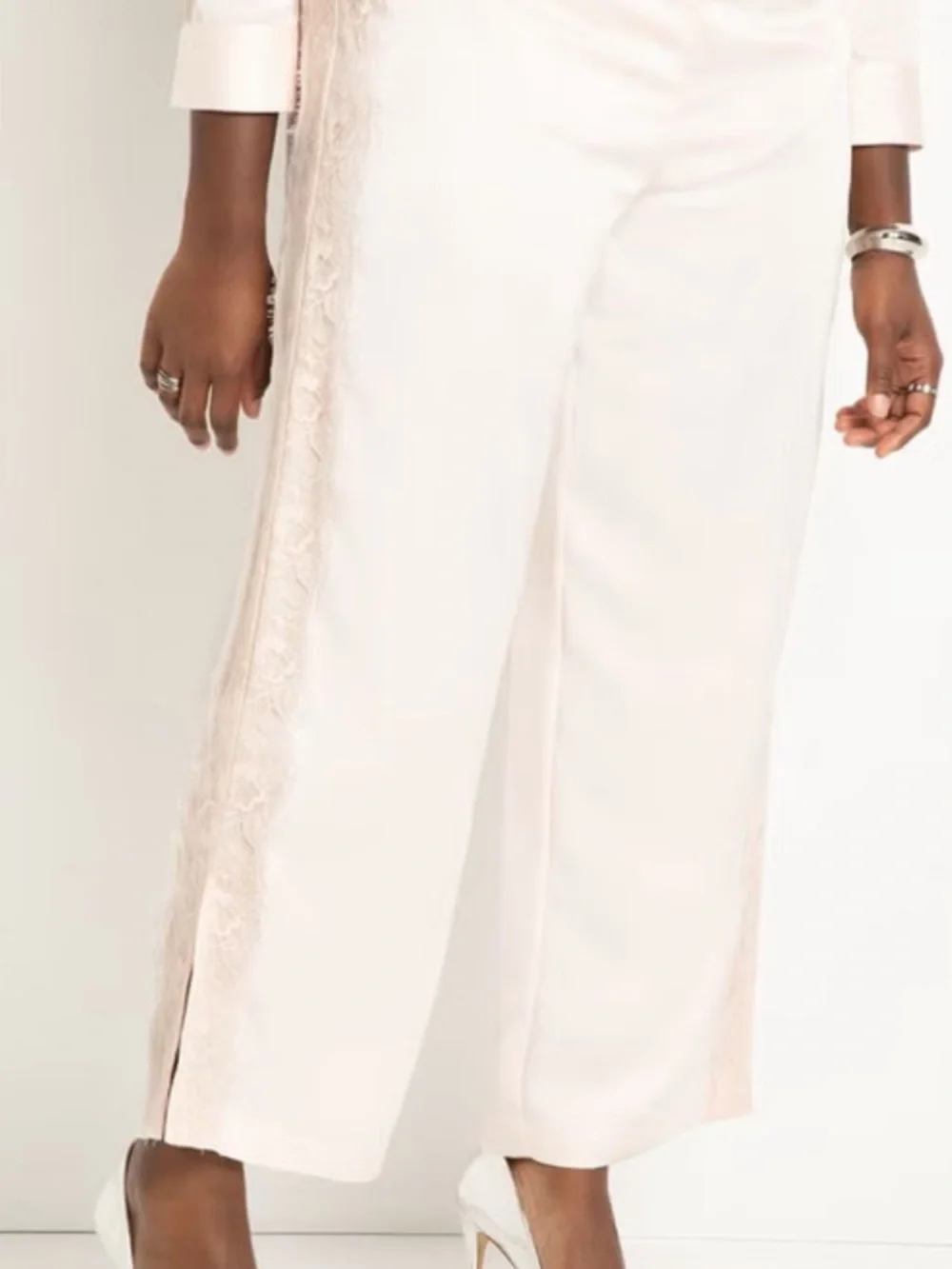Eloquii Matching Set Satin and Lace  In Rosewater Size 18